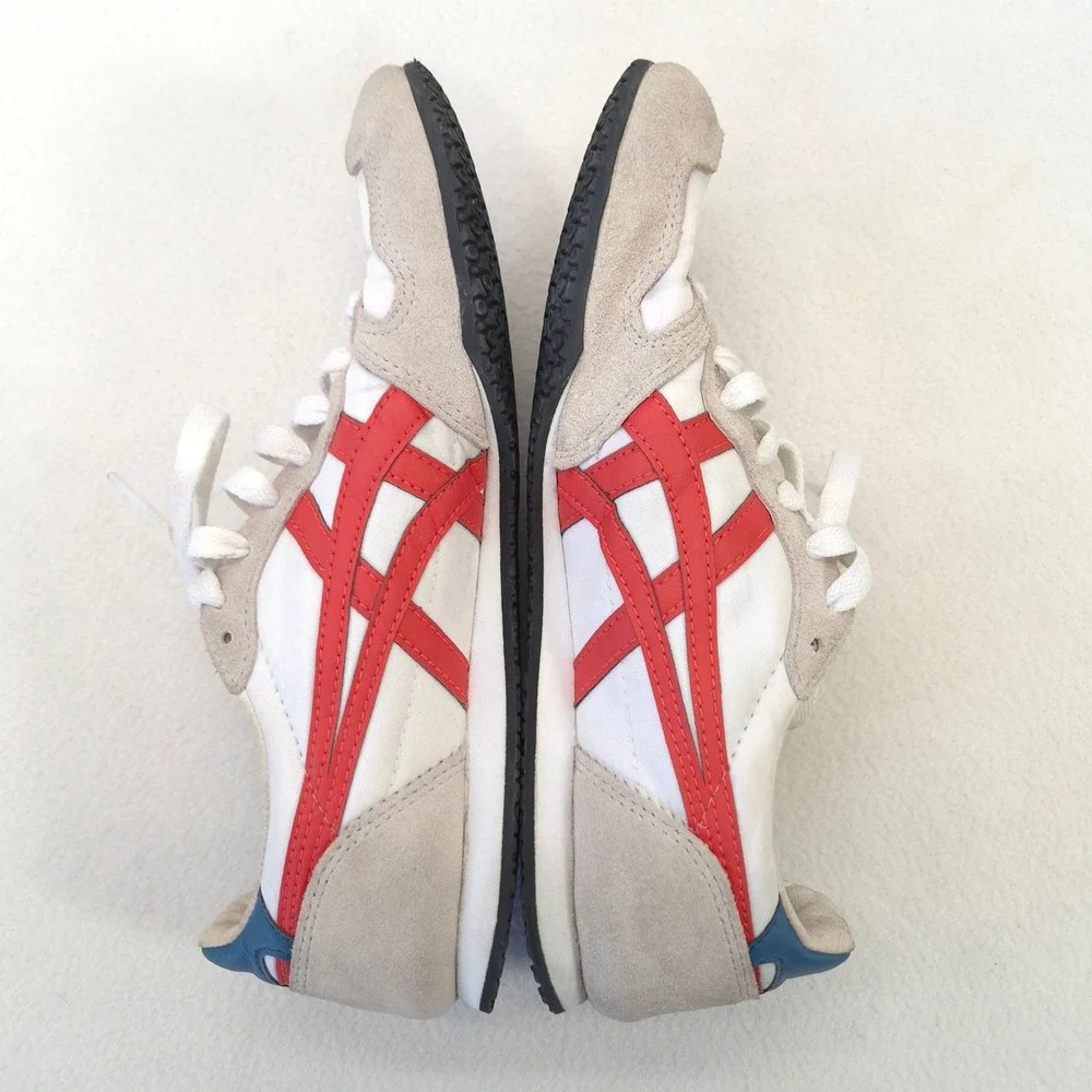 Onitsuka Tiger Serrano White Red Leather Suede Sneakers Mens 5 Womens 6.5